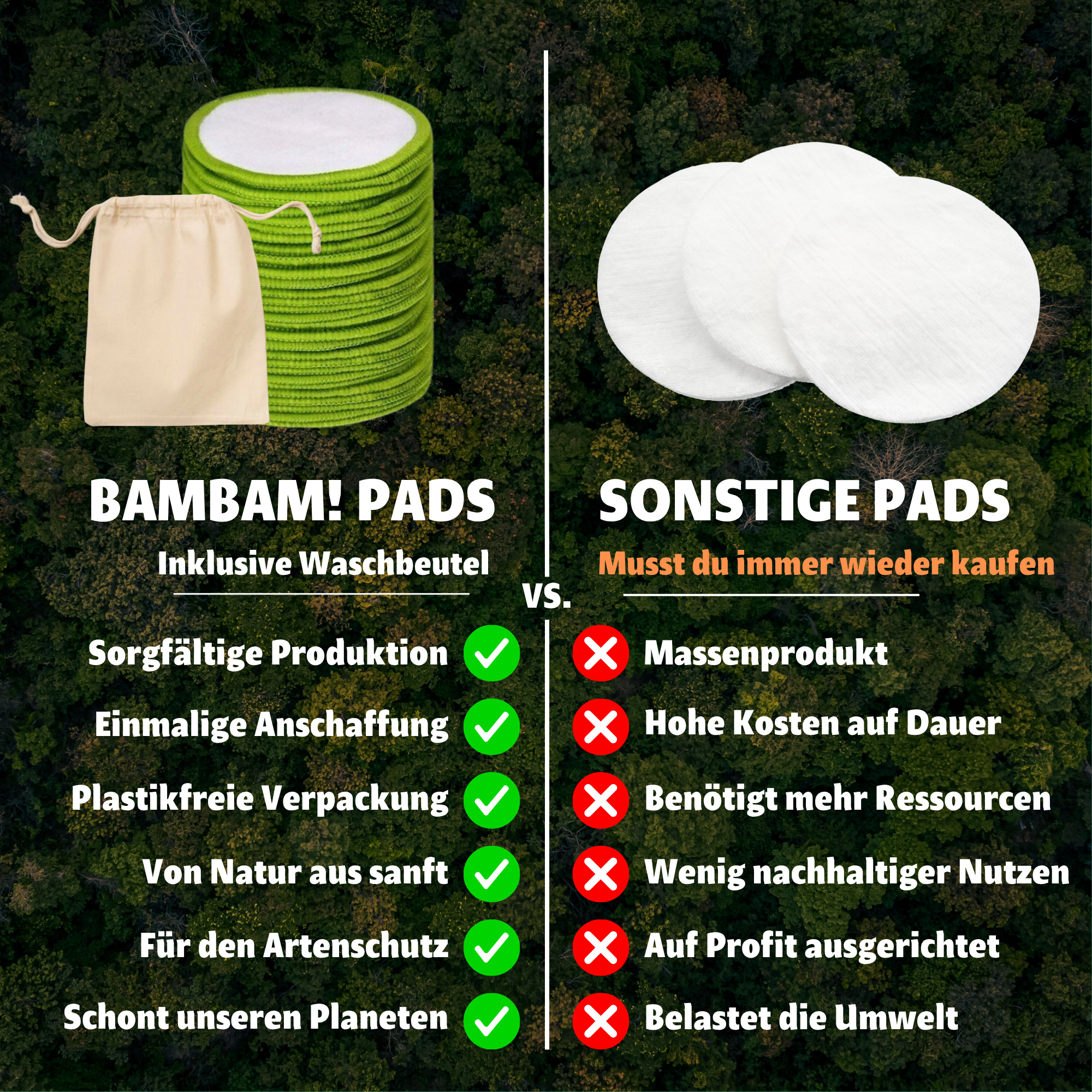 Reinigungspads - 10 Stück mit Waschbeutel