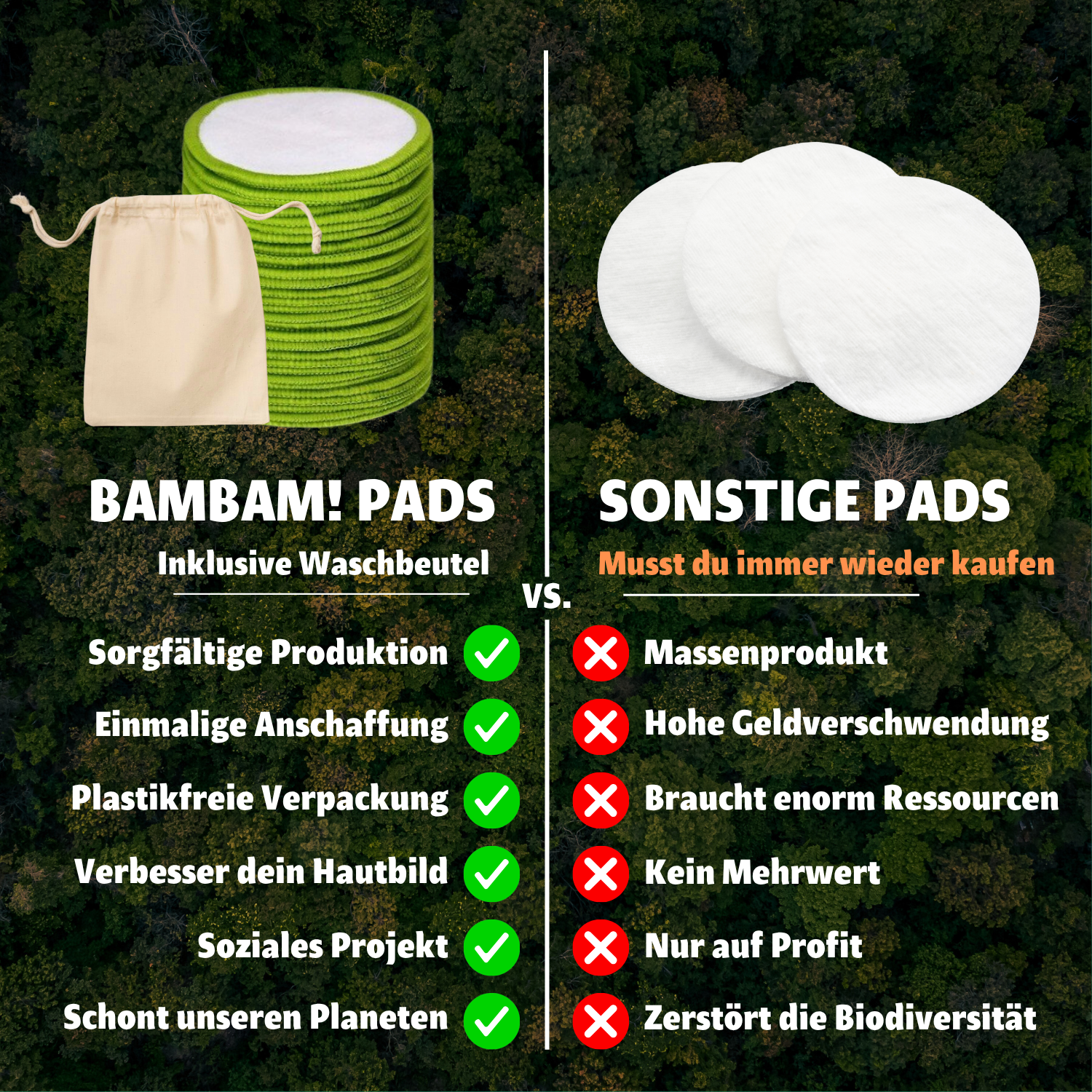Reinigungspads - 10 Stück mit Bio Waschbeutel