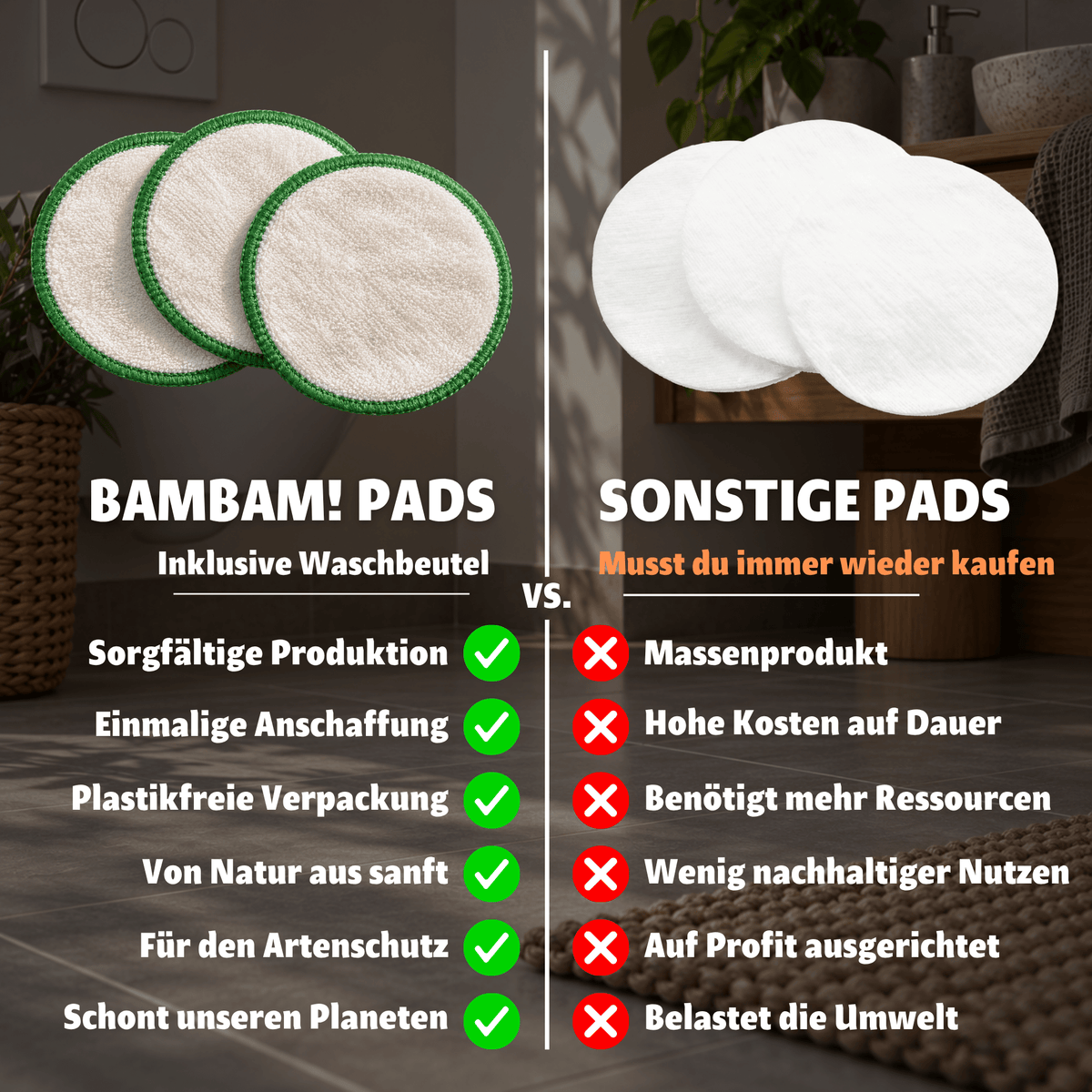 Reinigungspads - 10 Stück mit Waschbeutel